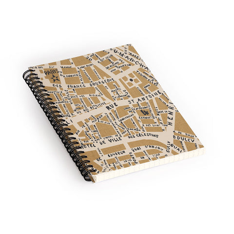Holli Zollinger PARIS MAP RUSTIC Spiral Notebook