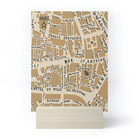 Holli Zollinger PARIS MAP RUSTIC Mini Art Print