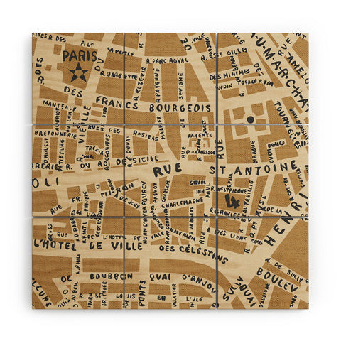 Holli Zollinger PARIS MAP RUSTIC Wood Wall Mural