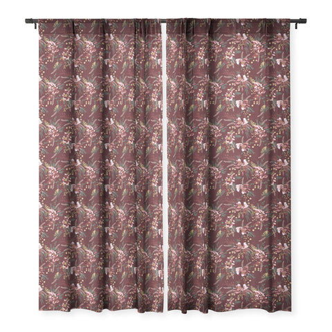Holli Zollinger POPPY WILD BURGUNDY Sheer Window Curtain