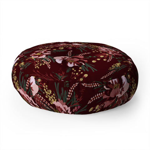Holli Zollinger POPPY WILD BURGUNDY Floor Pillow Round