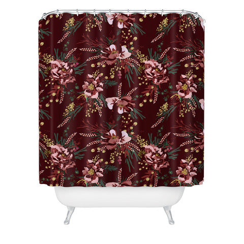 Holli Zollinger POPPY WILD BURGUNDY Shower Curtain