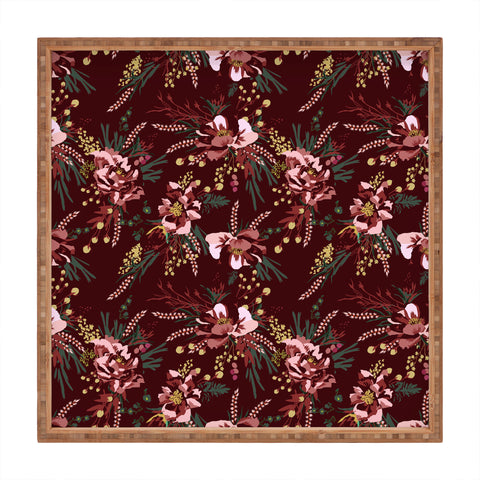 Holli Zollinger POPPY WILD BURGUNDY Square Tray