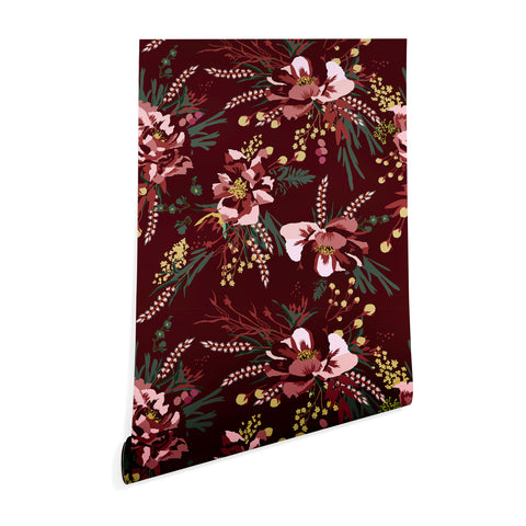 Holli Zollinger POPPY WILD BURGUNDY Wallpaper