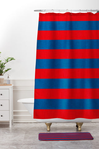 Holli Zollinger Rugby Stripe Shower Curtain And Mat