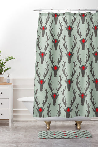 Holli Zollinger Scando Deer Shower Curtain And Mat