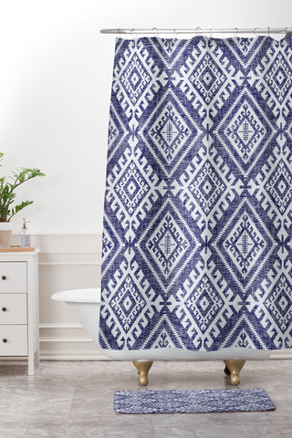 Holli Zollinger Shakami Denim Shower Curtain And Mat