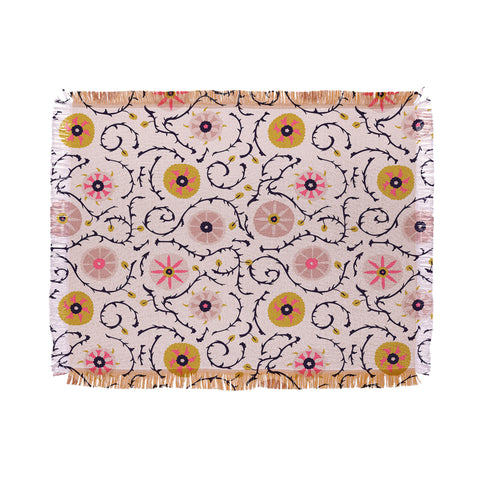 Holli Zollinger Suzani Pink Throw Blanket