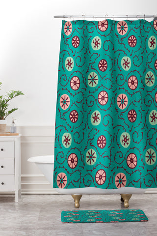 Holli Zollinger SUZANI TURQUOISE Shower Curtain And Mat