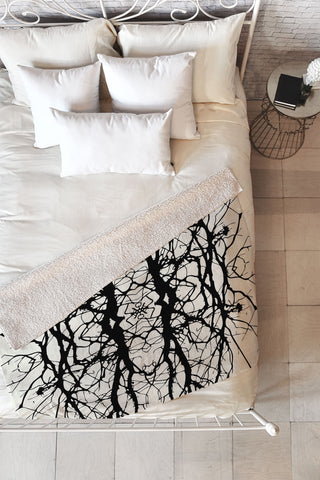 Holli Zollinger Tree Silhouette Black Fleece Throw Blanket