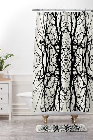 Holli Zollinger Tree Silhouette Black Shower Curtain And Mat