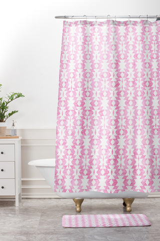 Holli Zollinger Tribal Pink Shower Curtain And Mat