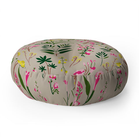 Holli Zollinger WILDFLOWER STUDY NEUTRAL Floor Pillow Round