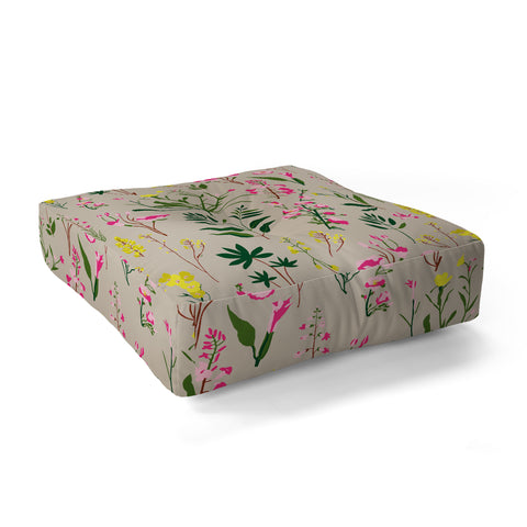 Holli Zollinger WILDFLOWER STUDY NEUTRAL Floor Pillow Square