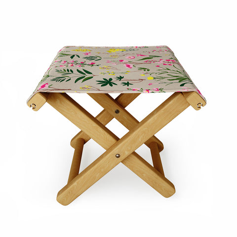 Holli Zollinger WILDFLOWER STUDY NEUTRAL Folding Stool