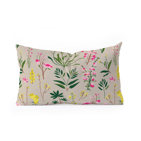 Holli Zollinger WILDFLOWER STUDY NEUTRAL Oblong Throw Pillow