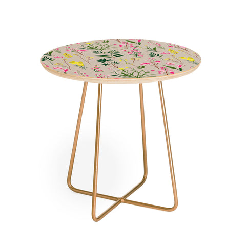 Holli Zollinger WILDFLOWER STUDY NEUTRAL Round Side Table
