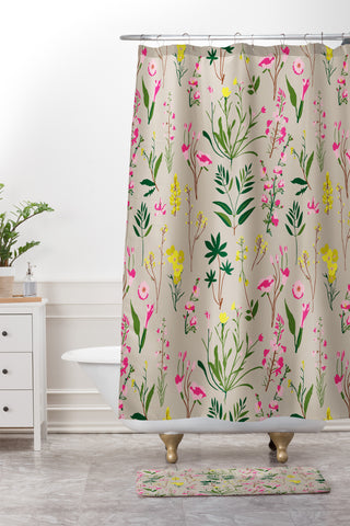 Holli Zollinger WILDFLOWER STUDY NEUTRAL Shower Curtain And Mat