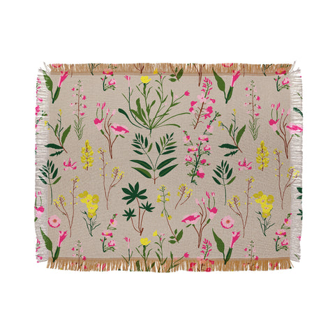 Holli Zollinger WILDFLOWER STUDY NEUTRAL Throw Blanket