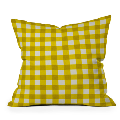 Holli Zollinger Yellow Gingham Throw Pillow