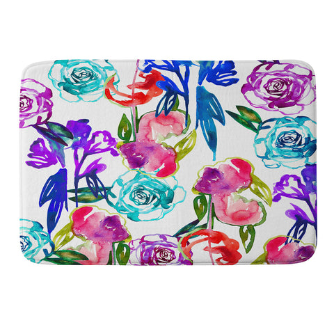 Holly Sharpe Abstract Watercolor Florals Memory Foam Bath Mat
