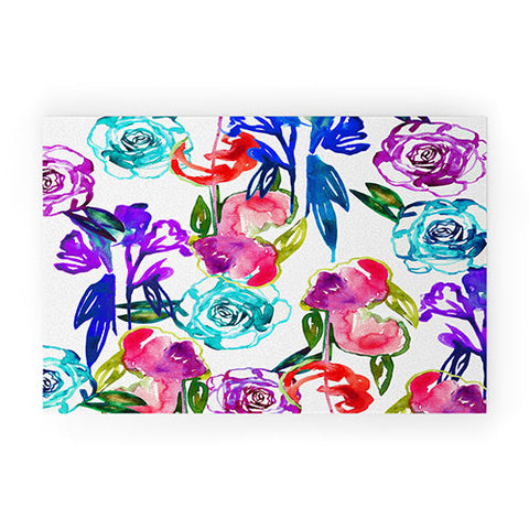 Holly Sharpe Abstract Watercolor Florals Welcome Mat