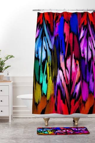 Holly Sharpe Feather Rainbow Shower Curtain And Mat