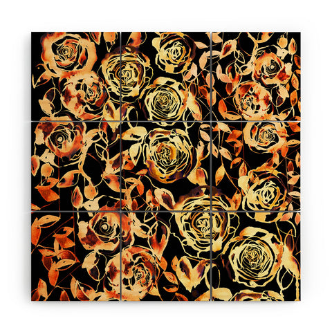 Holly Sharpe Golden Roses Wood Wall Mural