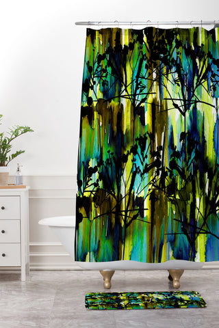 Holly Sharpe Inky Forest Shower Curtain And Mat