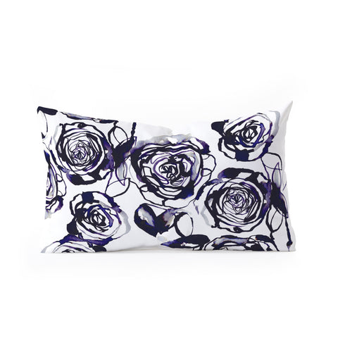 Holly Sharpe Inky Roses Oblong Throw Pillow