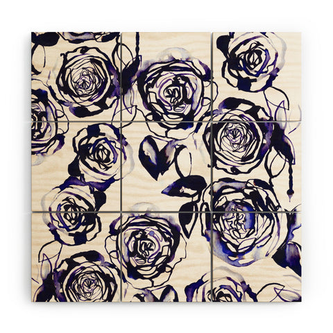 Holly Sharpe Inky Roses Wood Wall Mural