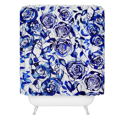 Holly Sharpe Painted Blue Shower Curtain
