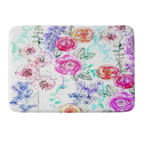 Holly Sharpe Pastel Rose Garden 02 Memory Foam Bath Mat