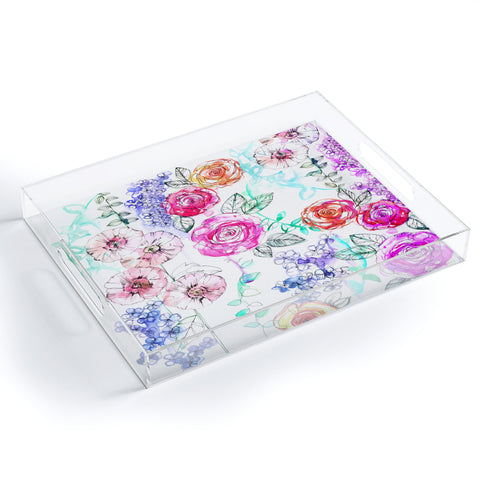 Holly Sharpe Pastel Rose Garden 02 Acrylic Tray