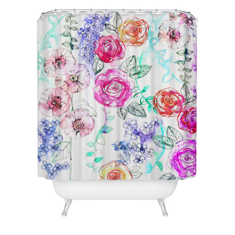 Holly Sharpe Pastel Rose Garden 02 Shower Curtain
