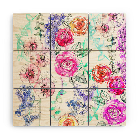 Holly Sharpe Pastel Rose Garden 02 Wood Wall Mural