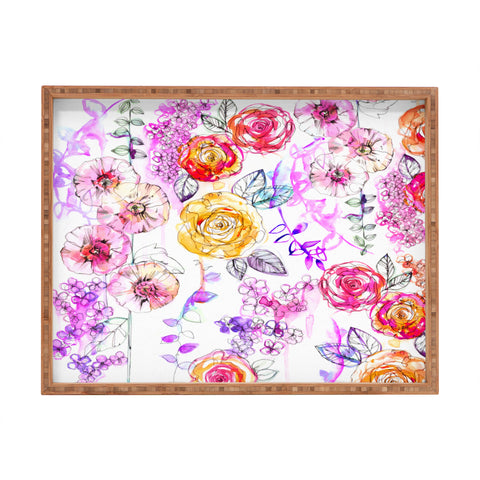Holly Sharpe Pastel Rose Garden Rectangular Tray