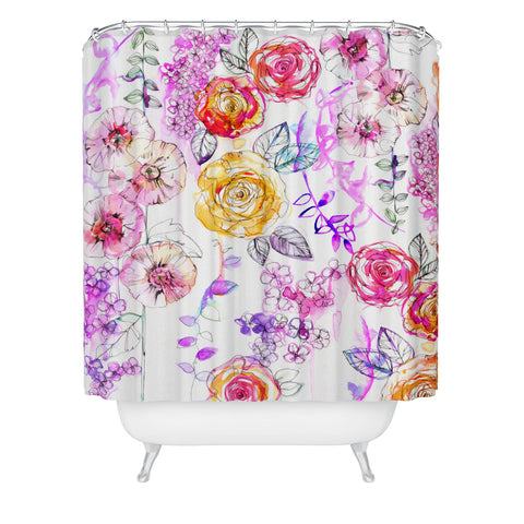 Holly Sharpe Pastel Rose Garden Shower Curtain