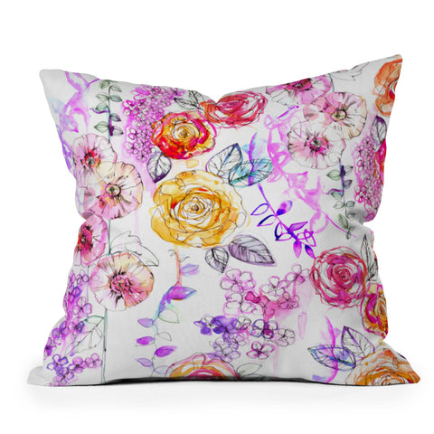 Holly Sharpe Pastel Rose Garden Throw Pillow