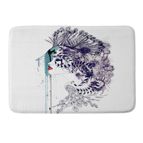 Holly Sharpe Peacock Girl II Memory Foam Bath Mat