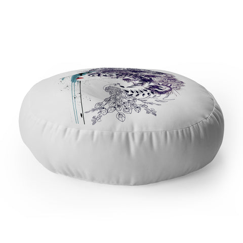 Holly Sharpe Peacock Girl II Floor Pillow Round