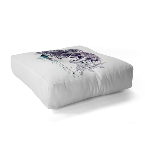 Holly Sharpe Peacock Girl II Floor Pillow Square