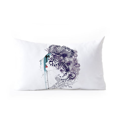 Holly Sharpe Peacock Girl II Oblong Throw Pillow