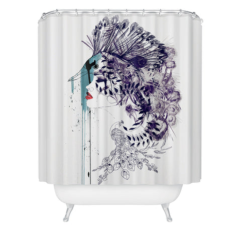 Holly Sharpe Peacock Girl II Shower Curtain