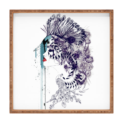 Holly Sharpe Peacock Girl II Square Tray