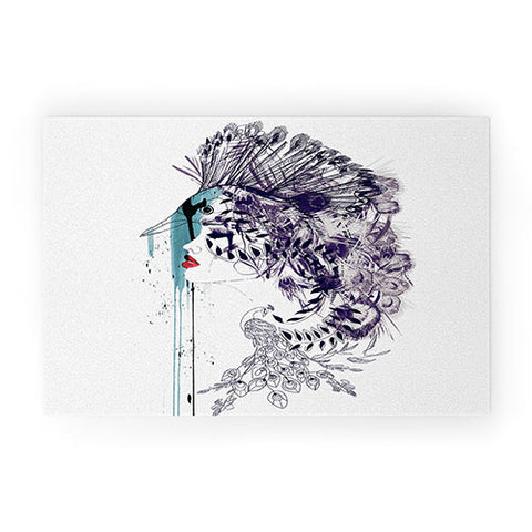 Holly Sharpe Peacock Girl II Welcome Mat