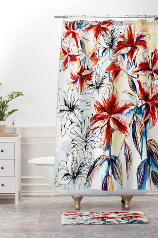 Holly Sharpe Rainbow Lily II Shower Curtain And Mat