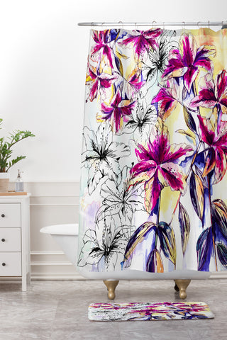 Holly Sharpe Rainbow Lily Shower Curtain And Mat
