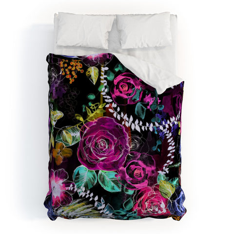 Holly Sharpe Rose Garden at Night Duvet Cover