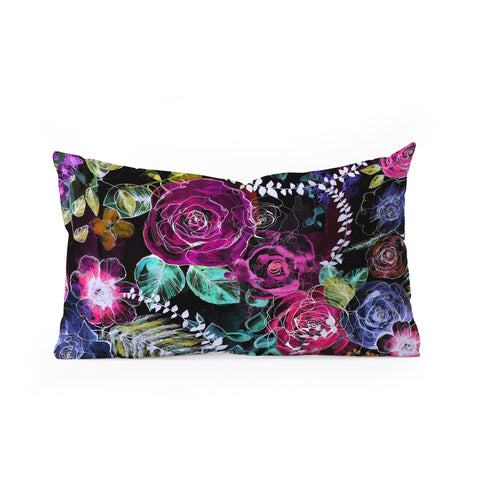 Holly Sharpe Rose Garden at Night Oblong Throw Pillow